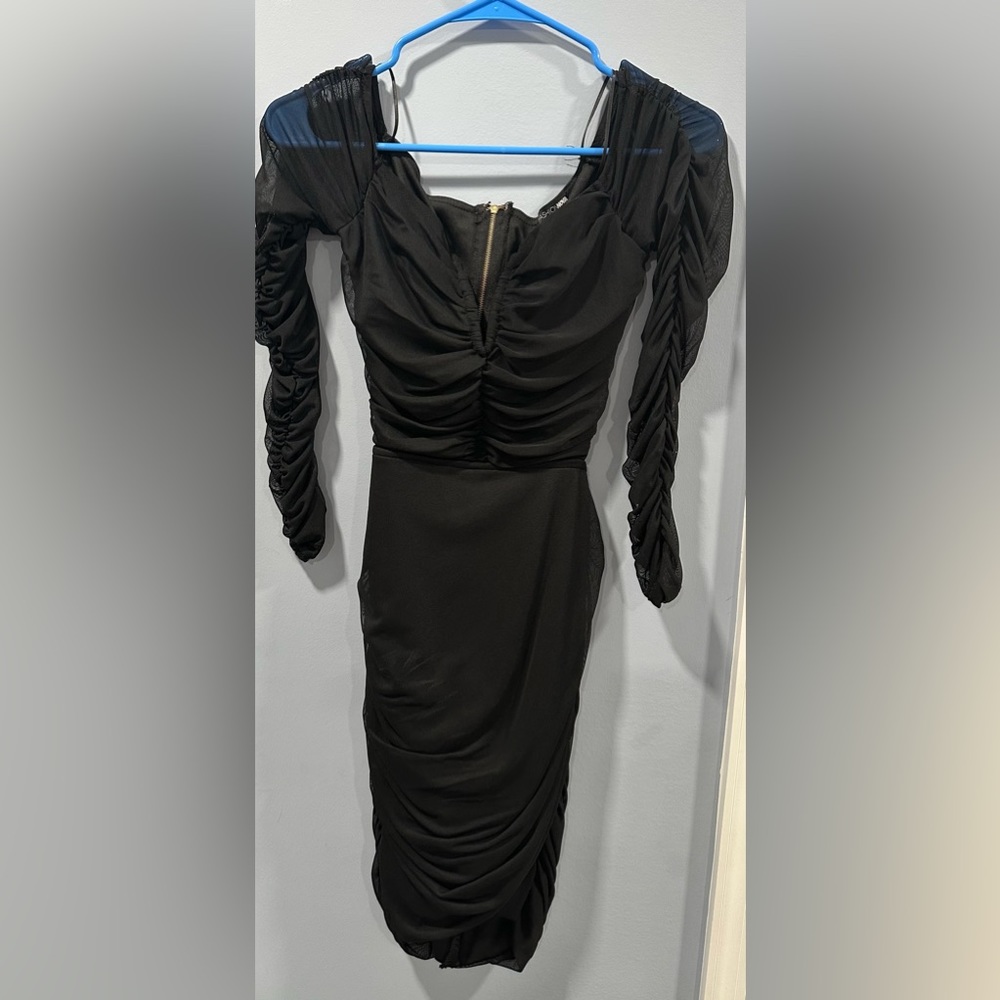 Dress:black long sleeve shirt mini dress size:Medium